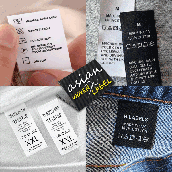 woven wash care labels